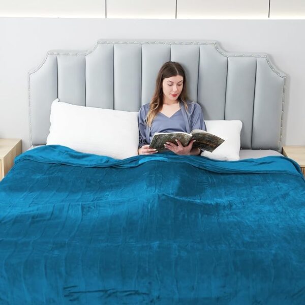 Electric Heated Blanket Twin Size 62"x84", Soft Flannel with 10 Hours Auto Off & 5 Heating Levels, Machine Washable, Home Office Use,Blue - Image 5