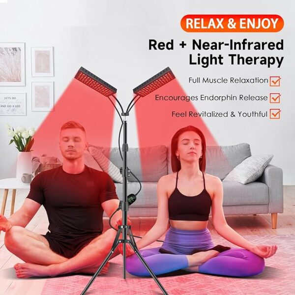 Red Light Therapy for Body, 55W Double-Headed Infrared Light Therapy Lamp Device with Stand for Face 660nm Red Light & 850nm Near Infrared Light for Relief Skin Care - Image 2