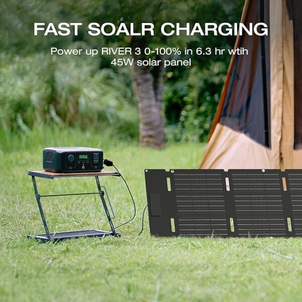 EF ECOFLOW Solar Generator RIVER 3 with 45W Solar Panel, 245Wh Portable Power Station LiFePO4 Battery, 300W Up to 600W AC Output, <20 MS UPS, 1Hr Fast Charging Power Station for Outdoor/Camping/RVs - Image 6
