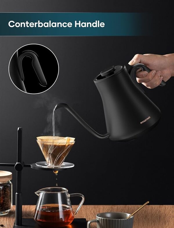 Electric Kettles, Gooseneck Electric Kettle, ±1℉ Temperature Control, Stainless Steel Inner, Quick Heating, for Pour Over Coffee, Brew Tea, Boil Hot Water, 0.9L Black - Image 4