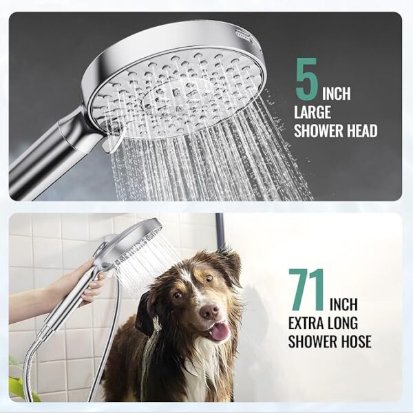 Filtered Shower Head with Handheld, High Pressure 9 Spray Mode Chrome Showerhead with Filters,detachable shower head,Water Softener Filters Beads for Hard Water -Remove Chlorine - Image 3