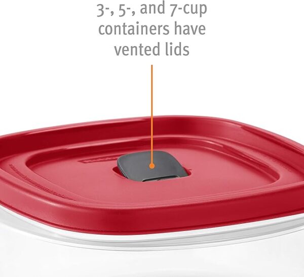 Rubbermaid 60-Piece Food Storage Containers with Lids, Microwave and Dishwasher Safe, Red Color, Ideal for Meal Prep and Pantry Storage - Image 7