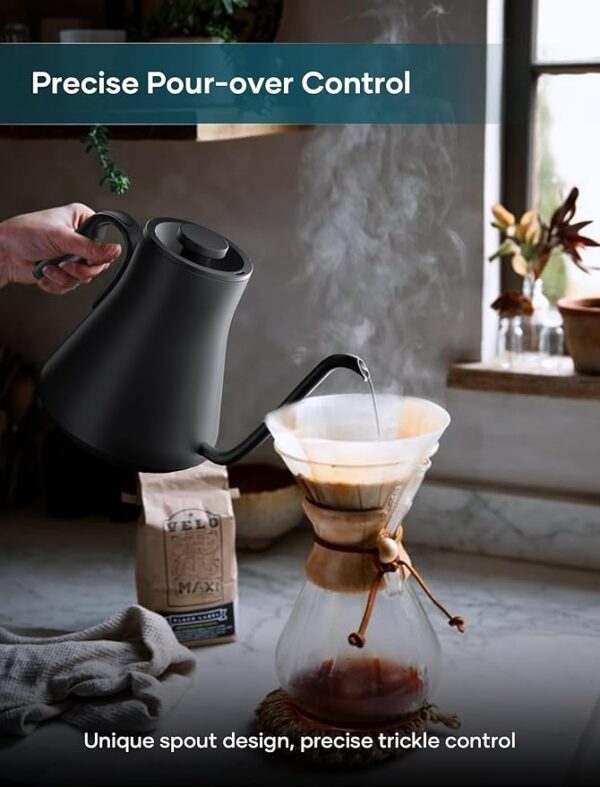 Electric Kettles, Gooseneck Electric Kettle, ±1℉ Temperature Control, Stainless Steel Inner, Quick Heating, for Pour Over Coffee, Brew Tea, Boil Hot Water, 0.9L Black - Image 5