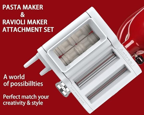 ANTREE 3-IN-1 Pasta Attachment & Ravioli Attachment for KitchenAid Stand Mixers, Pasta Maker Assecories included Pasta Sheet Roller, Spaghetti Cutter and Ravioli Maker Attachment - Image 2