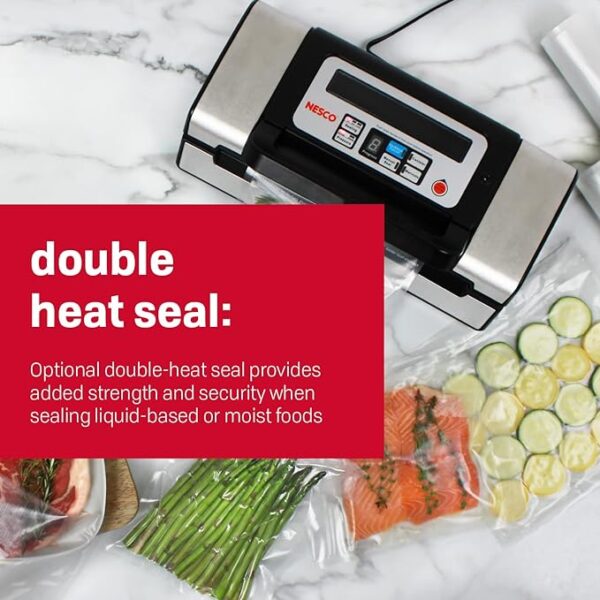 Nesco Deluxe Food VS-12 Vacuum Sealer, 130 Watts, Kit Bags & Viewing Lid, Compact, Silver - Image 2