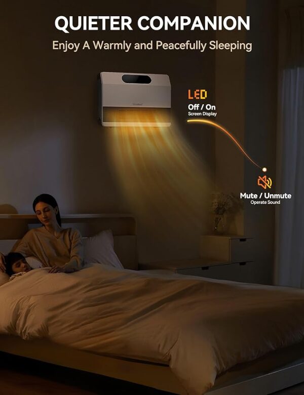 GiveBest Smart Wall Heater, 1500W Fast Heating Space Heater for Bedroom, Electric Space Heater with Thermostat for Indoor Use, Floor or Wall Mounted, On/Off Timers, Works with Alexa, 2024 Upgrade - Image 2