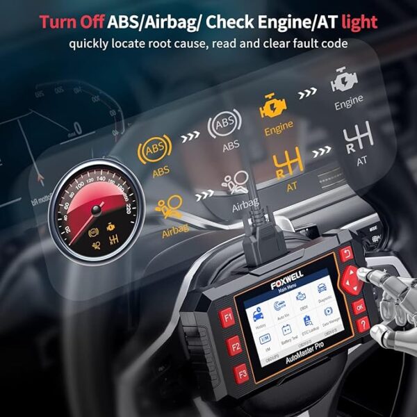 FOXWELL Car Scanner NT604 Elite OBD2 Scanner ABS SRS Transmission, Check Engine Code Reader,Diagnostic Scan Tool with SRS Airbag Scanner, Car Diagnostic Scanner for All Cars with Battery Test - Image 3