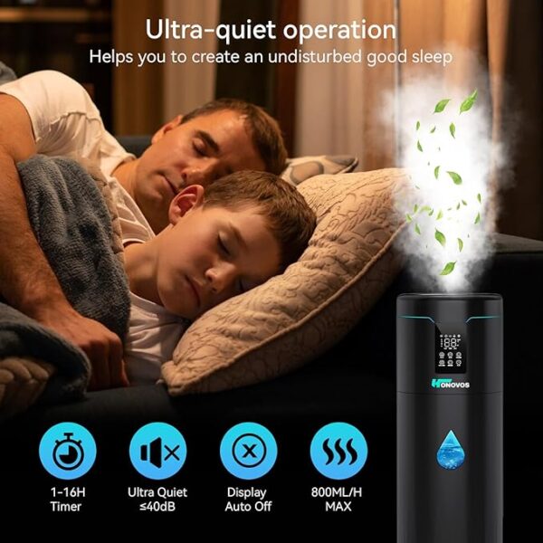 Humidifiers for Large Room Home Bedroom 2000 sq.ft. 17L/4.5Gal Large Humidifier with Extension Tube & 4 Speed Mist,Top Fill Wholehouse Humidifier with 360°Nozzle for Plant Commercial Greenhouse(Black) - Image 5