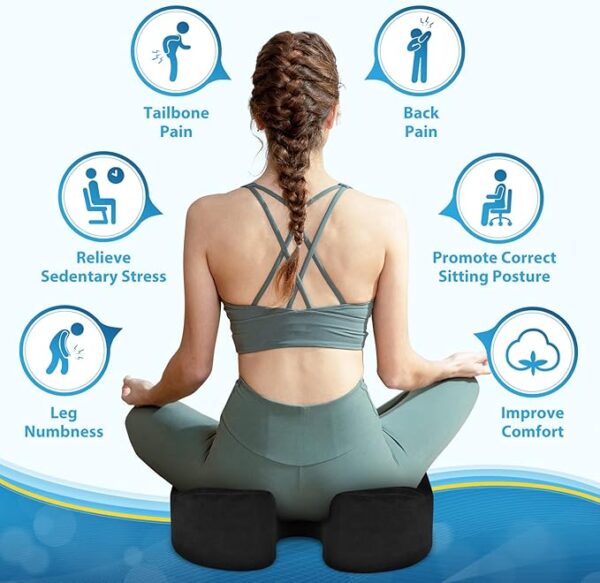 BlissTrends Seat Cushion,Thick Memory Foam Cushions for Office Chair, Car Seat, Airplane, Relieving Pressure Tailbone Sciatica Back Pain for Long Sitting Office Workers, Car Drivers 4.7in Thick Black - Image 2