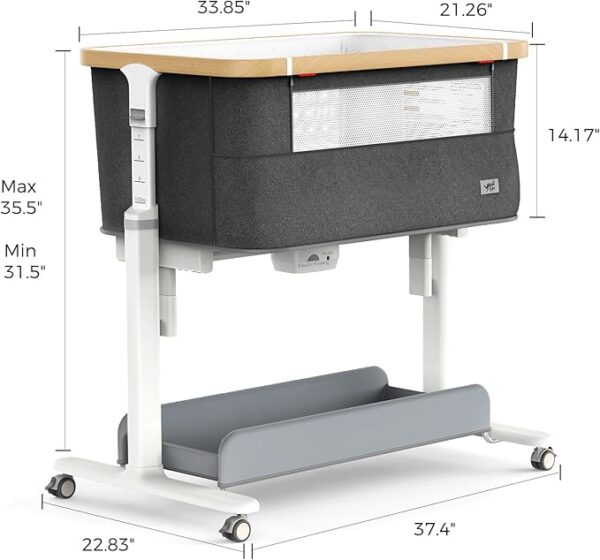 Rocking Bassinet Electric Baby Bassinet Automatic 3 Rocking Motion Bassinet Bedside Sleeper for Newborn, 3 in 1 Auto Rolling Baby Cradle 5 Height Adjustable, Dark Grey - Image 6