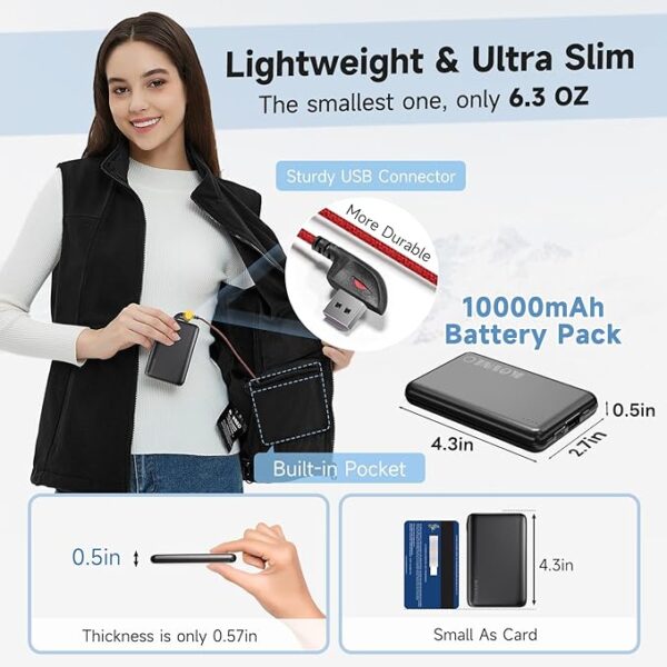 KOVNLO Heated Vest Women with Battery Pack Included, Smart Electric Lightweight Heated Jacket - Image 2