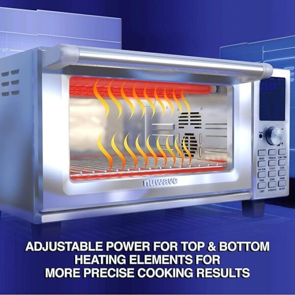 Nuwave Bravo Air Fryer Toaster Smart Oven, 12-in-1 Countertop Convection, 30-QT XL Capacity, 50°-500°F Temperature Controls, Top and Bottom Heater Adjustments 0%-100%, Brushed Stainless Steel Look - Image 5