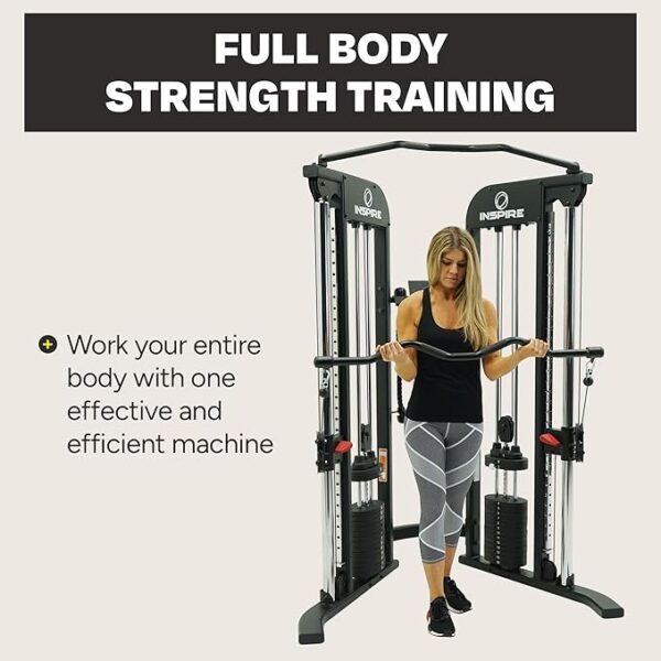 Inspire Fitness FTX Functional Trainer - Compact at Home Workout Machine with Accessories - Space Saving Design - Home Gym Cable Machine and Two 165 lb Weight Stacks - Image 5