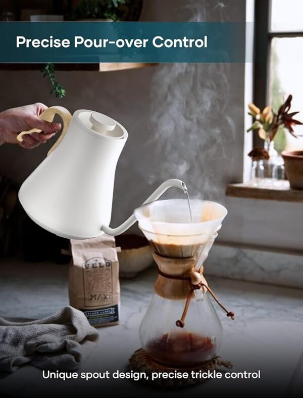 Electric Kettles, INTASTING Gooseneck Electric Kettle, ±1℉ Temperature Control, Stainless Steel Inner, Quick Heating, for Pour Over Coffee, Brew Tea, Boil Hot Water, 0.9L (Cream White) - Image 6