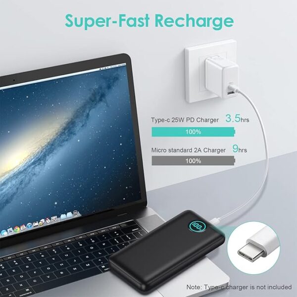 Portable Charger Power Bank 30,800mAh LCD Display Power Bank,25W PD Fast Charging +QC 4.0 Quick Phone Charging Power Bank Tri-Outputs Battery Pack Compatible with iPhone,Android etc(Black) - Image 5
