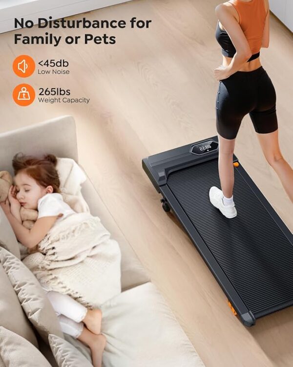 Walking Pad Treadmill with Incline, Under Desk Treadmills for Home Office, 10% Manual Incline Portable Treadmill with Remote Control/APP and Standing Anti-Slip, 265lb Capacity, 2.5HP Low-Noise - Image 2