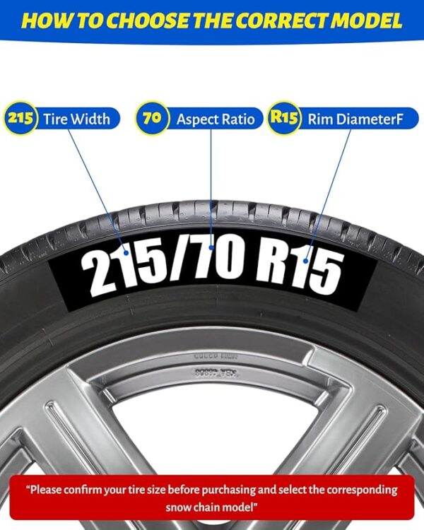 Auto Fixing Snow Chains Tire Chains For Cars Suv Pickup Trucks - Auto Fixing 1 Min Quick Fit AND Easy Installation, Reusable Universal Emergency Traction Snow Chains - Set of 2（HKN170） - Image 2