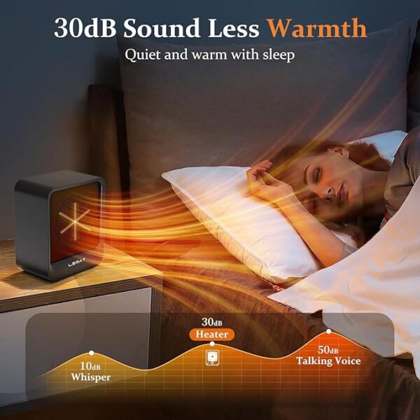 Electric Space Heater, Small Heater for Indoor Use, 500 Watts High Output & 2 Speeds, Mini Personal Heater for Office Desk Camping, Black - Image 3