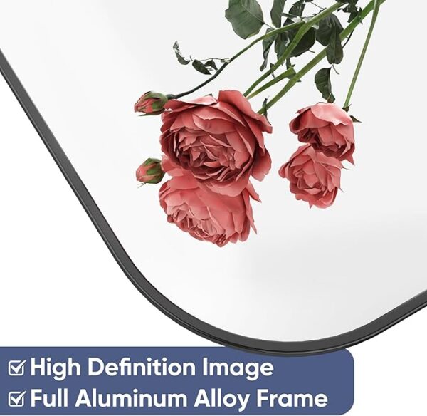Antok Full Length Mirror, 71"x28" Floor Mirror Freestanding, Arched Floor Standing Large Mirror Full Body Mirror with Stand for Bedroom, Hanging Mounted Mirror for Living Room, Black - Image 6