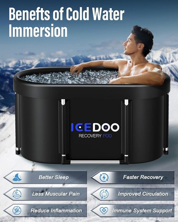 Upgraded XL Athlete's Collapsible Ice Bath Tub,129 Gal Large Cold Plunge Tub for Athletes With Cover, portable Clawfoot Bathtubs Cold Water Therapy Ice Baths at Home,Gym - Image 5