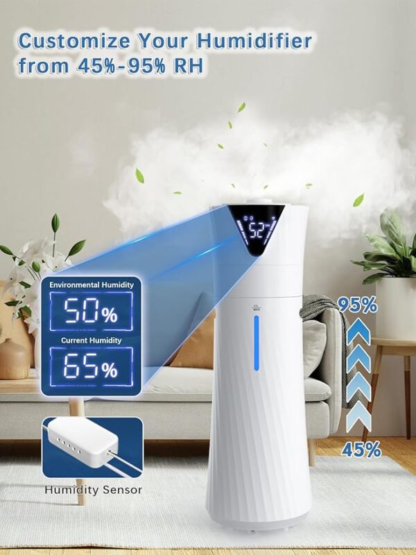 Smart Humidifier Large Room for 2000 sq ft, 17L/4.5Gal Humidifiers for Bedroom with Wi-Fi App & Remote Control, Ultrasonic Cool Mist Large Humidifiers for Home with Essential Oil Box, 3 Speed - Image 3