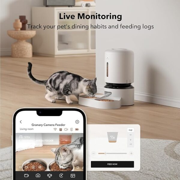 PETLIBRO Automatic Cat Feeder with Camera for Two Cats, 1080P HD Video with Night Vision, 5G WiFi Pet Feeder with Phone APP Control, 2-Way Audio for Cat & Dog, Low Food & Motion & Sound Alerts - Image 2