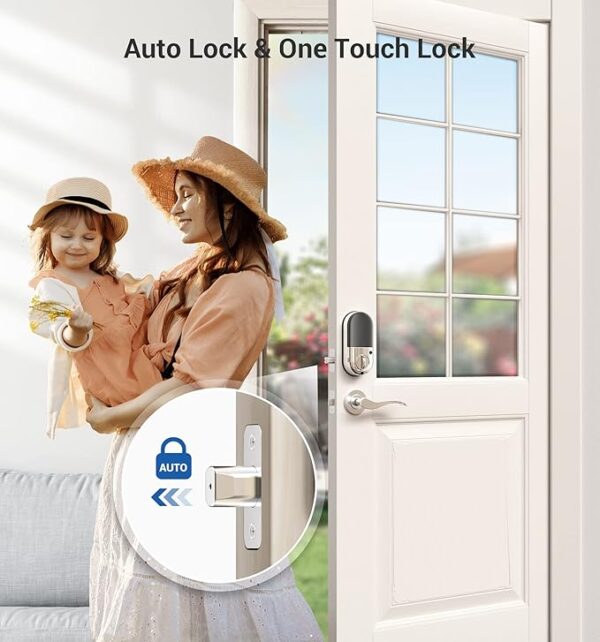 Veise Smart Lock, Fingerprint Door Lock, 7-in-1 Keyless Entry Door Lock with App Control, Electronic Touchscreen Keypad, Smart Deadbolt, Biometric Smart Locks for Front Door, Satin Nickel - Image 2