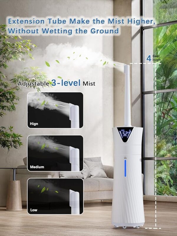 Smart Humidifier Large Room for 2000 sq ft, 17L/4.5Gal Humidifiers for Bedroom with Wi-Fi App & Remote Control, Ultrasonic Cool Mist Large Humidifiers for Home with Essential Oil Box, 3 Speed - Image 4