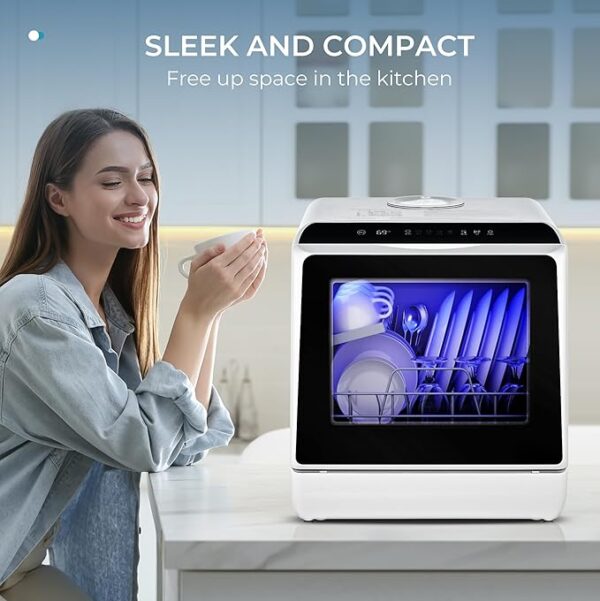 EUHOMY Mini Portable Dishwasher Countertop Compact Dishwashers, Tabletop Small Dishwasher with 5L Built-in Water Tank with 6 Modes and Baby Care for Apartments& RVs, No Hookup Needed - Image 6