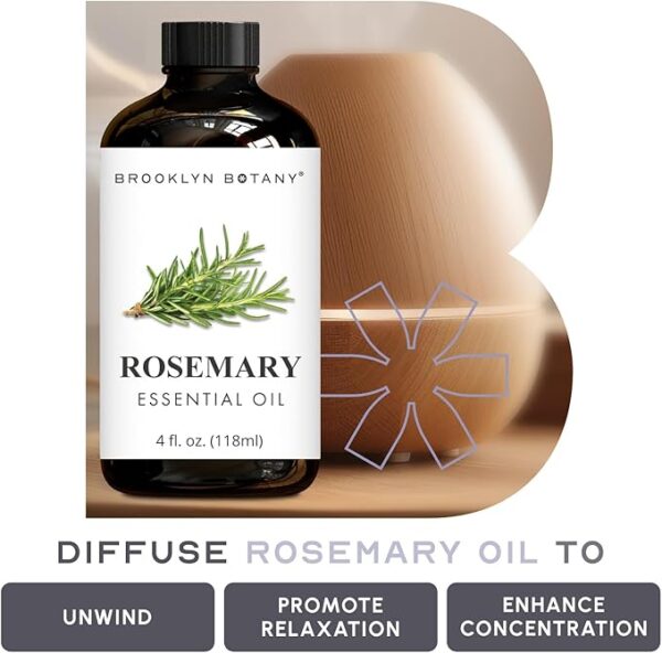 Brooklyn Botany Rosemary Essential Oil - Huge 4 Fl Oz - 100% Pure and Natural - Premium Grade with Dropper - for Aromatherapy and Diffuser - Image 4