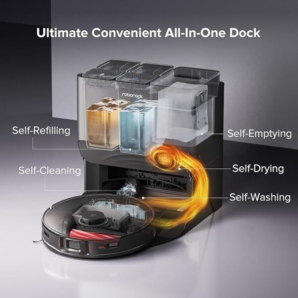 roborock S8 Pro Ultra Robot Vacuum and Mop, Auto Drying, Auto Mop Washing, Self Emptying, Self Refilling, Liftable Dual Brush & Sonic Mop, 6000Pa Suction, Obstacle Avoidance(RockDock Ultra Series) - Image 5