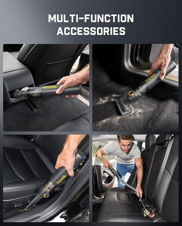 Fanttik Slim V8 Mate Cordless Car Vacuum Suction Power 12000Pa, Portable Mini Vacuum with Flexible Hose and Pet Brush, Type-C Charge, Portable Vacuum for Car, Office Desk, Keyboards, Gray - Image 4