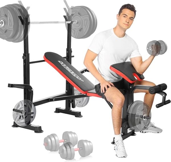 OPPSDECOR 660lbs 6 in 1 Weight Bench Set with Squat Rack Adjustable Workout Bench with Leg Developer Preacher Curl Rack Fitness Strength Training for Home Gym - Image 3