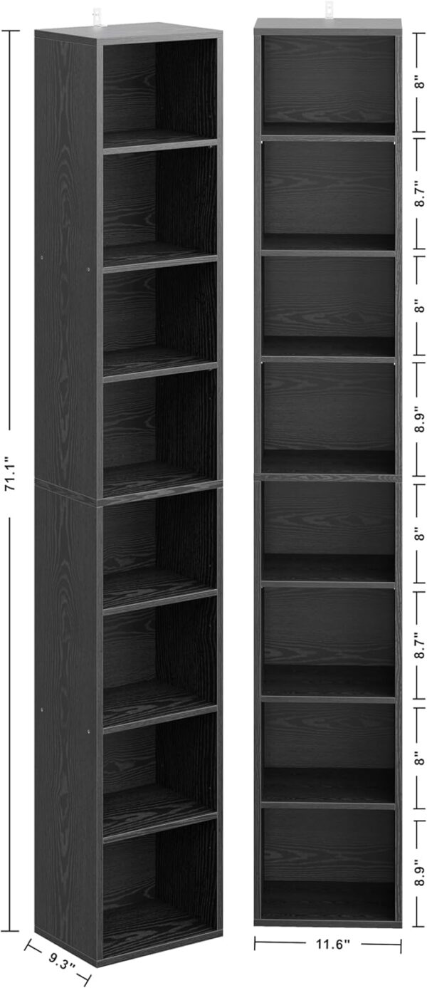 IRONCK Tall Narrow Bookshelf 8 Tiers 71in Set of 2, Compact Corner Bookcase, Easy to Match for Living Room, Office, Study, Bedroom - Image 6