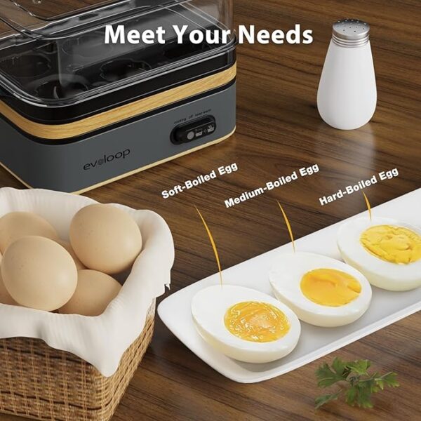 Rapid Egg Cooker Electric 6 Eggs Capacity, Soft, Medium, Hard Boiled, Poacher, Omelet Maker Egg Poacher With Auto Shut-Off, BPA Free - Image 4