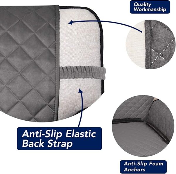 PureFit Reversible Quilted Sofa Cover, Water Resistant Slipcover Furniture Protector, Washable Couch Cover with Non Slip and Elastic Straps for Kids, Dogs, Pets (Sofa, Gray/Light Gray) - Image 4