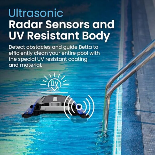 Betta SE Solar Powered Automatic Robotic Pool Surface Skimmer Cleaner with 30-Hour Continuous Cleaning Battery Power and Re-Engineered Twin Salt Chlorine Tolerant Motors (Blue) - Image 3