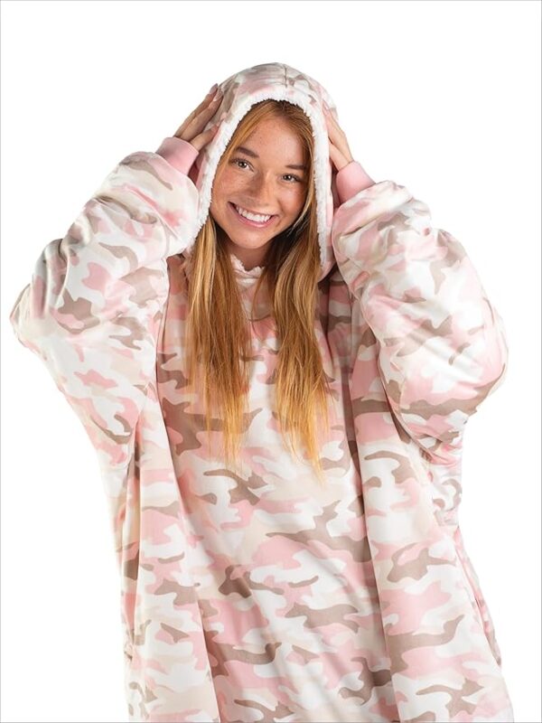 Bare Homey Wearable Blanket Hoodie - Soft Plush Sherpa - Warm and Cozy - Oversized Wearable Blanket - Adult & Kid Sizes - Image 3
