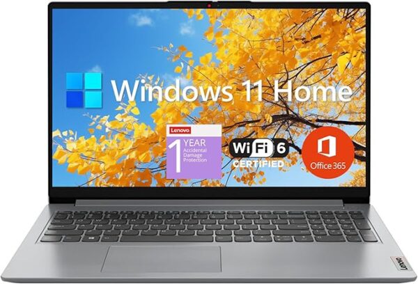 Lenovo IdeaPad 1 15.6" Laptop, 12GB RAM, 512GB SSD + 128GB eMMC, Grey | FHD Display, Intel Dual Core Processor
