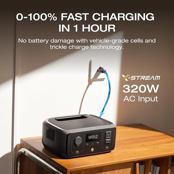 EF ECOFLOW Solar Generator RIVER 3 with 45W Solar Panel, 245Wh Portable Power Station LiFePO4 Battery, 300W Up to 600W AC Output, <20 MS UPS, 1Hr Fast Charging Power Station for Outdoor/Camping/RVs - Image 3
