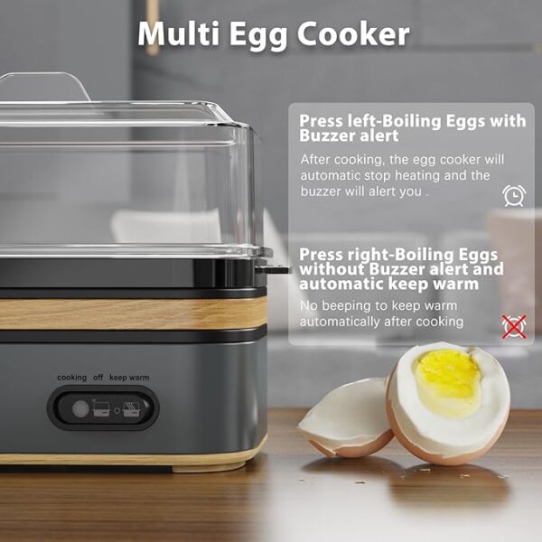 Rapid Egg Cooker Electric 6 Eggs Capacity, Soft, Medium, Hard Boiled, Poacher, Omelet Maker Egg Poacher With Auto Shut-Off, BPA Free - Image 5