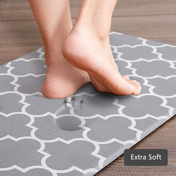 KMAT Kitchen Mat [2 PCS] Cushioned Anti-Fatigue Kitchen Rug, Waterproof Non-Slip Kitchen Mats and Rugs Heavy Duty PVC Ergonomic Comfort Foam Rug for Kitchen, Floor Home, Office, Sink, Laundry,Grey - Image 5