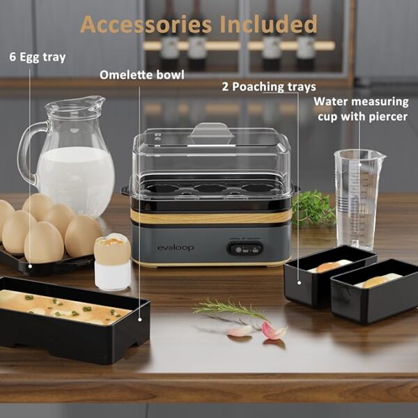 Rapid Egg Cooker Electric 6 Eggs Capacity, Soft, Medium, Hard Boiled, Poacher, Omelet Maker Egg Poacher With Auto Shut-Off, BPA Free - Image 6