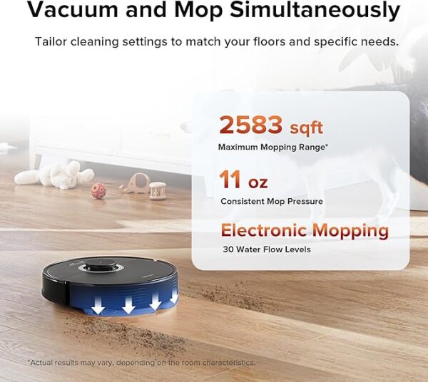 roborock Q7 Max Robot Vacuum and Mop Cleaner, 4200Pa Strong Suction, Lidar Navigation, Multi-Level Mapping, No-Go&No-Mop Zones, 180mins Runtime, Works with Alexa, Perfect for Pet Hair(Black) - Image 3