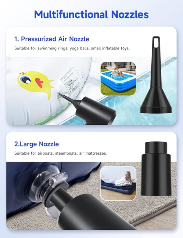 Compressed Air Duster,Fulljion 3-Gear to 51000RPM Electric Air Duster Portable Air Blower with LED Light, 6000mAhRechargeable Cordless Air Duster for Computer Keyboard Fast Charge(Black) - Image 4