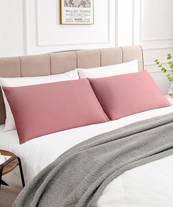Warmstar Cotton Pillow Cases Queen Size Set of 2, 600 Thread Count Pillowcases 20x30 Inches, Soft Long Staple Cotton Pillowcases Breathable with Envelope Closure,Lotus Pink - Image 3