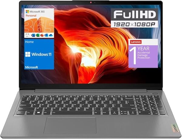 LENOVO IdeaPad 1 15.6" Laptop, 12GB RAM, 512GB SSD, Grey | FHD Display, Intel Celeron N4500 Processor, SD Card Reader