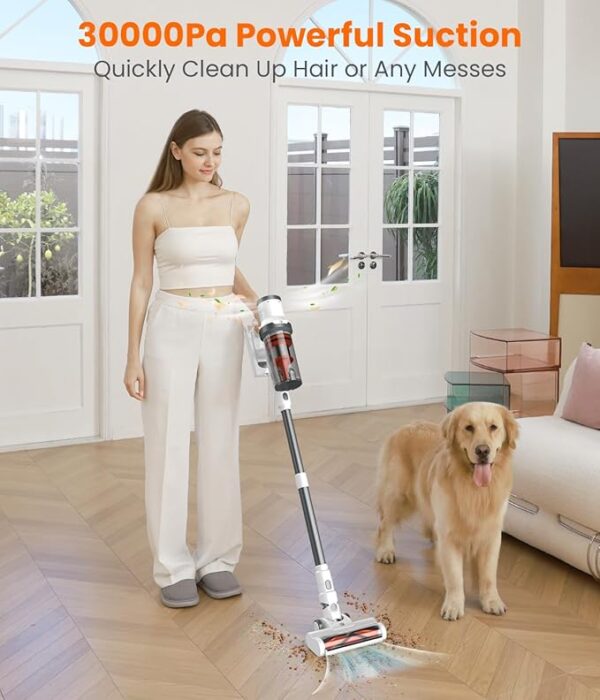 Cordless Vacuum Cleaner, 30Kpa Vacuum Cleaners for Home, Max 50 Mins Runtime, Anti-Tangled Stick Vacuum, Lightweight Vacuum for Carpet, Hard Floor - Image 3