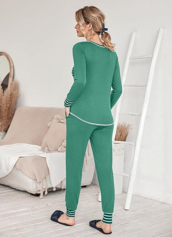 Ekouaer Pajamas Women's Long Sleeve Pj Set Soft 2 Piece Loungewear Sleepwear with Jogger Pants XS-3XL - Image 2