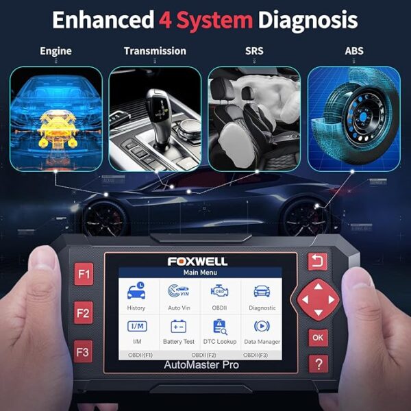 FOXWELL Car Scanner NT604 Elite OBD2 Scanner ABS SRS Transmission, Check Engine Code Reader,Diagnostic Scan Tool with SRS Airbag Scanner, Car Diagnostic Scanner for All Cars with Battery Test - Image 4